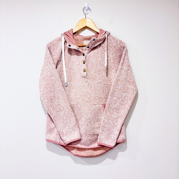 THREAD & SUPPLY Pink Hooded Sweater | Cozy Button Neck Pullover * - Picture 1 of 8